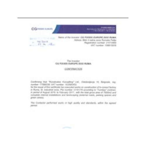 CG Foods confirmation letter